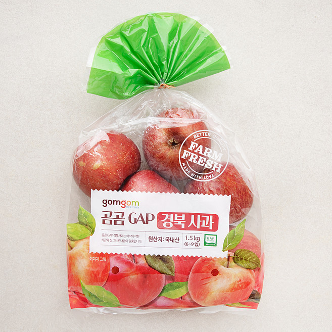 곰곰 GAP 경북 사과, 1.5kg(소과), 1개