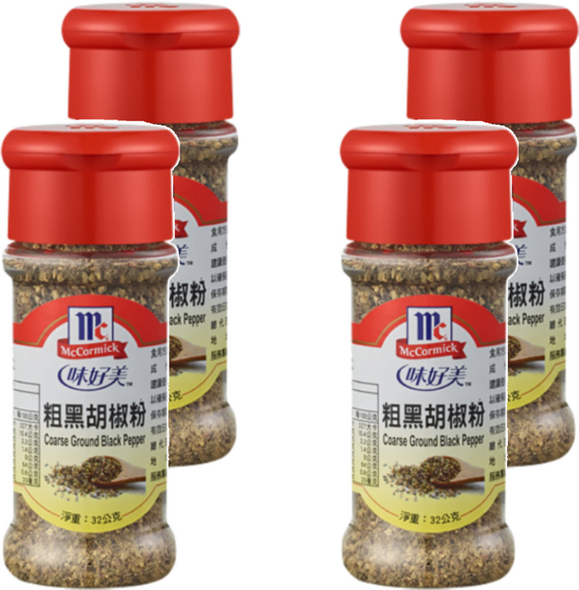 McCormick 味好美 調味料 粗粒黑胡椒粉, 32g, 4瓶