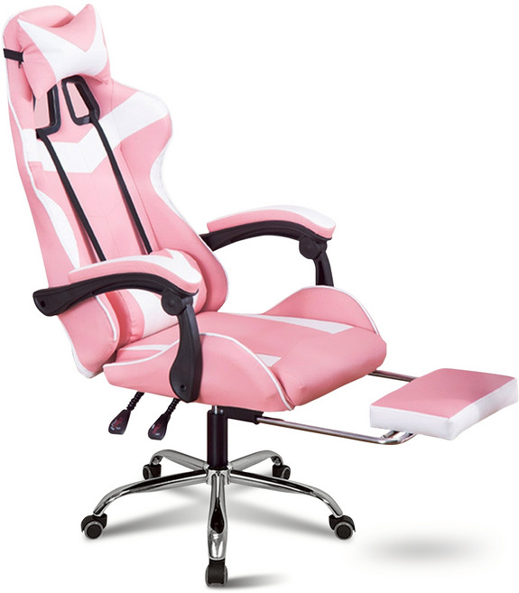 極速電競皮椅 升級擱腳抬 17kg, 粉白, 1個