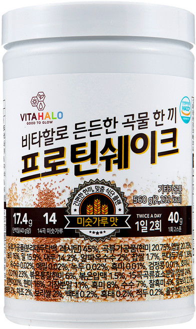 비타할로 든든한 곡물한끼 프로틴 쉐이크, 1개, 560g