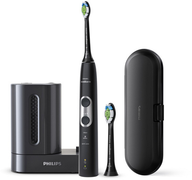 필립스 소닉케어 프로텍티브클린 6100 메탈 UV 에디션 전동칫솔, HX6870/55, 블랙, 1개