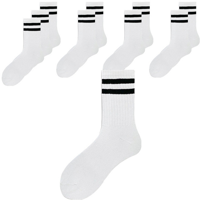 데이코지 이중 쿠션 남성 여성 장목 양말, 화이트, 10개