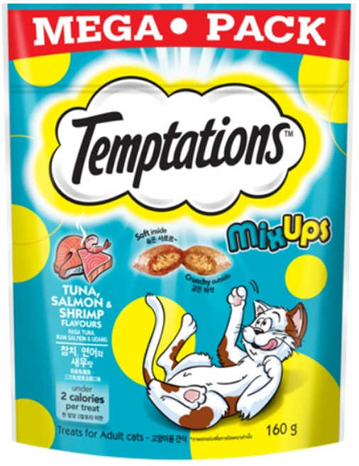 템테이션 고양이 간식, 혼합맛(참치/연어/새우), 160g, 1개