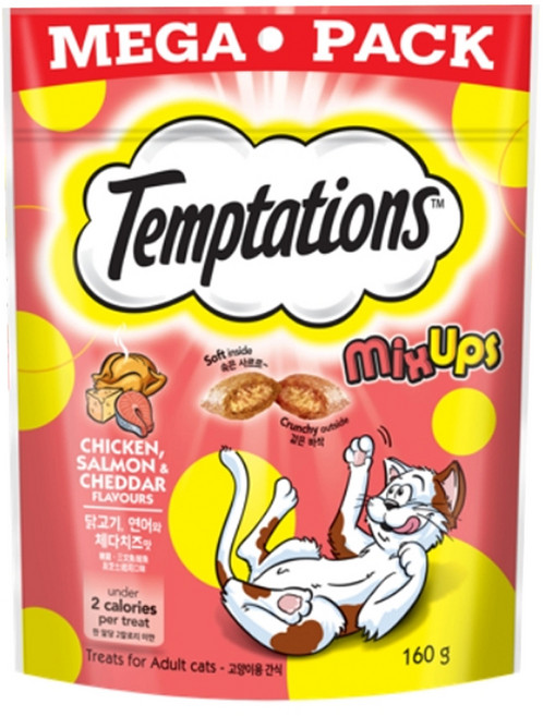 템테이션 고양이 간식, 혼합맛(닭고기/연어/체다치즈), 160g, 1개