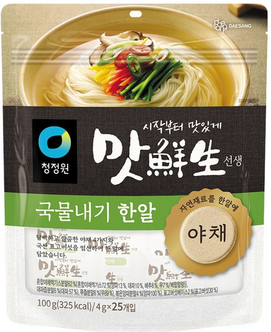 맛선생 청정원 야채국물내기한알 25개입, 100g, 1개