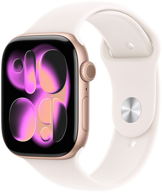 Apple 2025 Apple Watch S11 玫瑰金色鋁金屬 + S/M淡胭粉色運動型錶帶, 46mm, 玫瑰金色 + 淡粉色, GPS + 行動網路