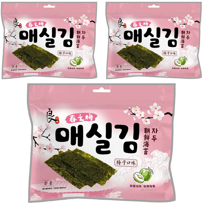 良澔 韓式海苔 梅子口味, 30g, 3包