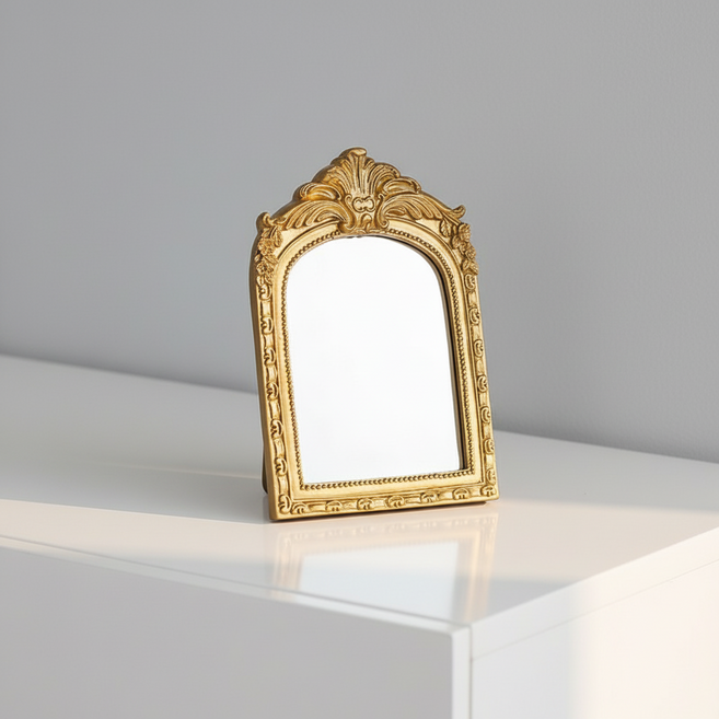 오레뉴 빈티지 앤틱 인테리어 탁상거울, 2 골드