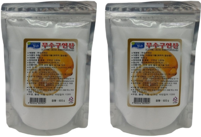 청은에프엔비 무수구연산, 600g, 2개