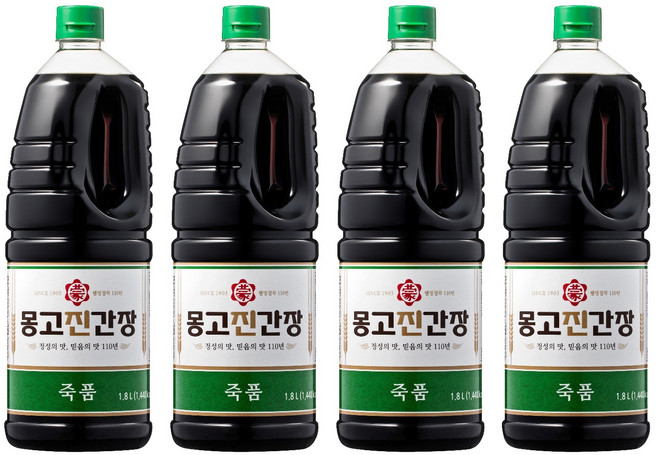 몽고진간장 죽품 진간장, 1.8L, 4개
