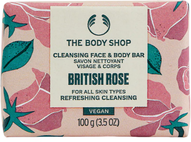 THE BODY SHOP 美體小舖 英皇玫瑰嫩膚臉部 身體潔膚皂, 1個, 100g