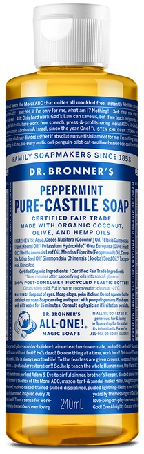 닥터브로너스 퓨어 캐스틸 솝 바디워시 페퍼민트, 240ml, 1개 - 쿠팡