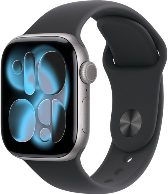 Apple 2025 Apple Watch S11 太空灰色鋁金屬 + M/L黑色運動型錶帶, 42mm, 黑色, GPS + 行動網路