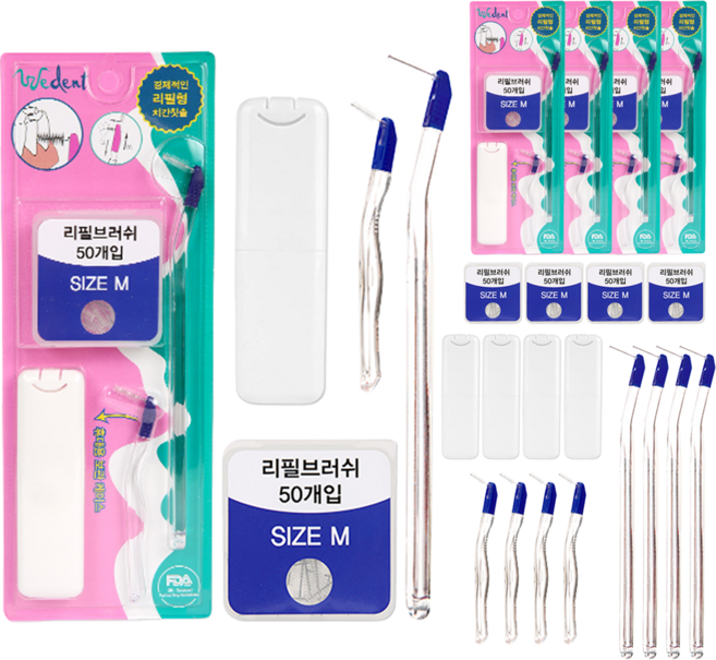 위덴 투웨이 치간 칫솔 I형 M 2p + 리필 브러쉬 M 50p + 휴대 케이스, 5세트