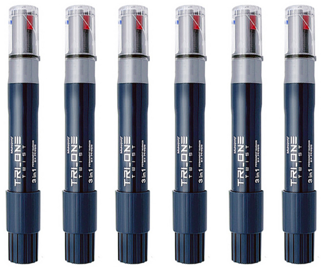 문교 3색 네임펜, 빨강 + 파랑 + 검정, 6개