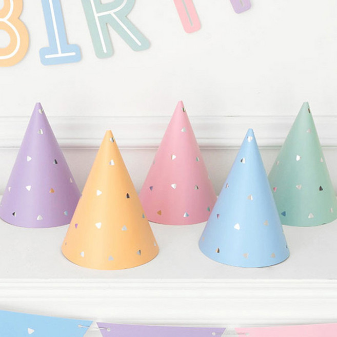 파티팡 삼각패턴 파티고깔 모자 5종 세트, 파스텔, 1세트