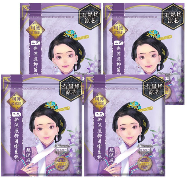 Mdmmd. 明洞國際 後宮二代系列 石墨烯超涼感抑菌衛生棉, 夜用型(33cm), 6片, 4包