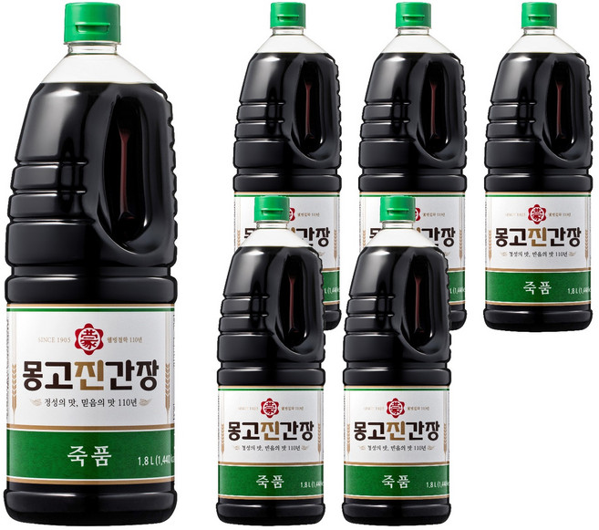 몽고진간장 죽품 진간장, 1.8L, 6개