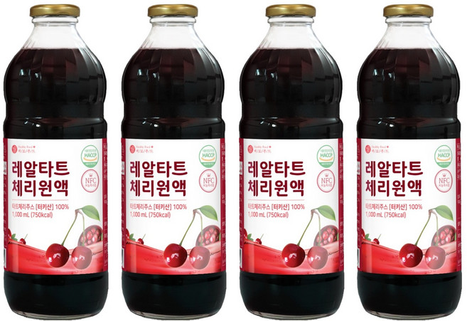 바로푸드 레알 타트체리 원액, 4개, 1L