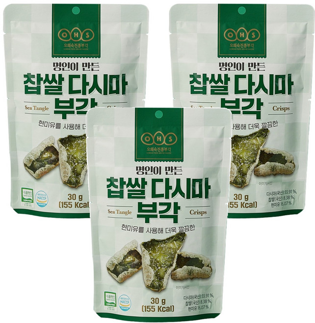Ohs 糯米昆布脆片, 30g, 3包