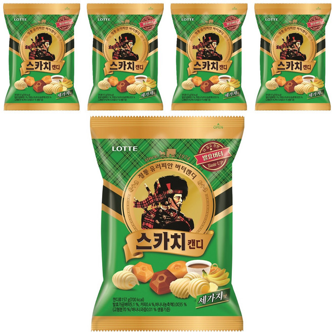 롯데웰푸드 스카치캔디 세가지맛, 157g, 5개