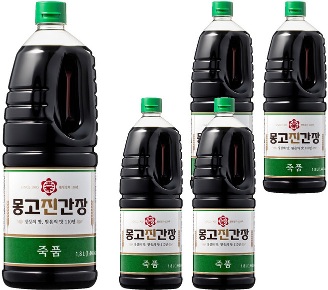 몽고진간장 죽품 진간장, 1.8L, 5개
