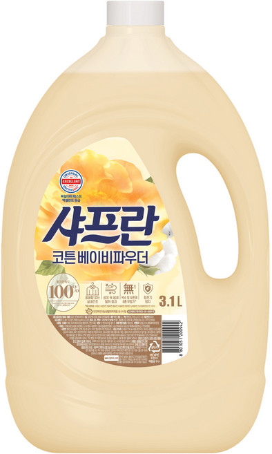 샤프란 섬유유연제 코튼 베이비파우더 본품, 3.1L, 1개