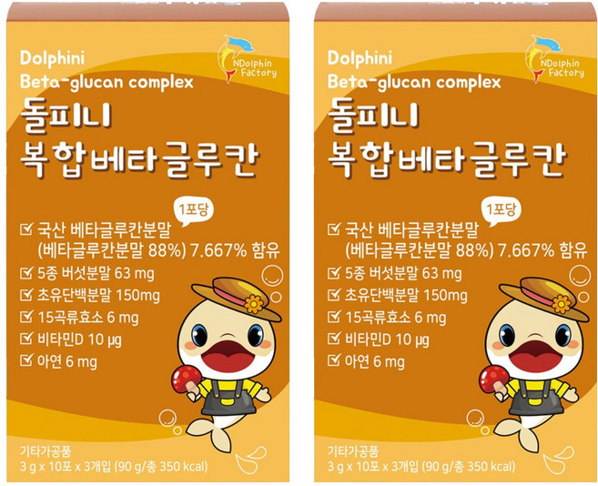 엔돌핀팩토리 돌피니 복합 베타글루칸 30p, 60개, 3g