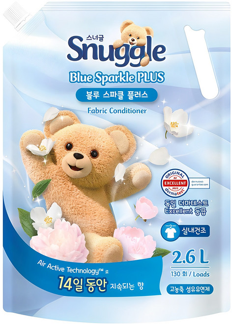 스너글 섬유유연제 블루스파클 플러스 리필, 2.6L, 1개