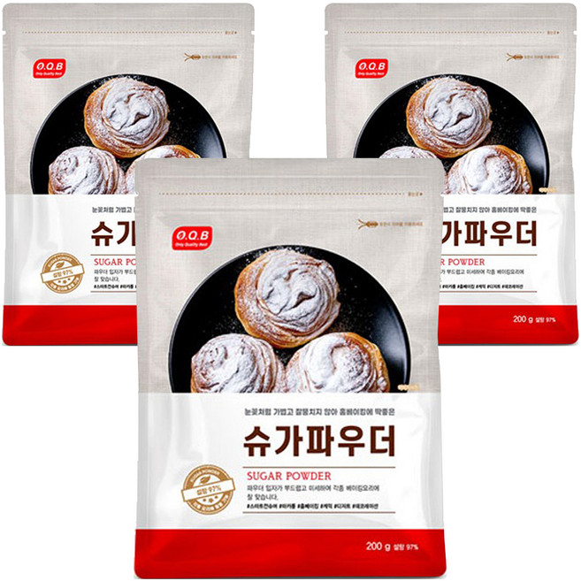 OQB 슈가 파우더, 200g, 3개