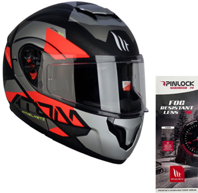 엠티헬멧 아톰 SV 오토바이 시스템 헬멧 + 핀락 필름 세트, W17 MATT RED(헬멧)