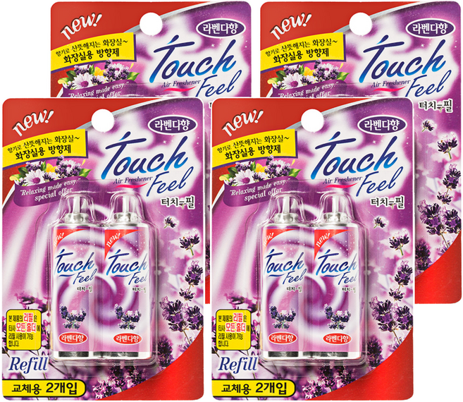 터치필 화장실용 방향제 리필, 26ml, 4개, 라벤다향