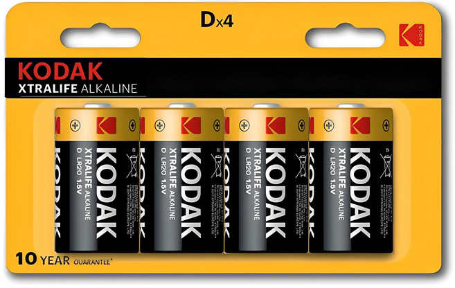 코닥 알카라인 D형 건전지 카드형, 4개입, 1개