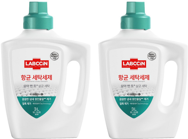 랩신 항균 솔잎향 세탁 액상세제 본품, 3L, 2개