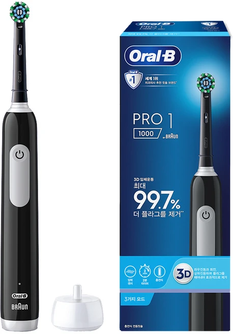 오랄비 전동칫솔, PRO 1000, 블랙, 1개 - 쿠팡