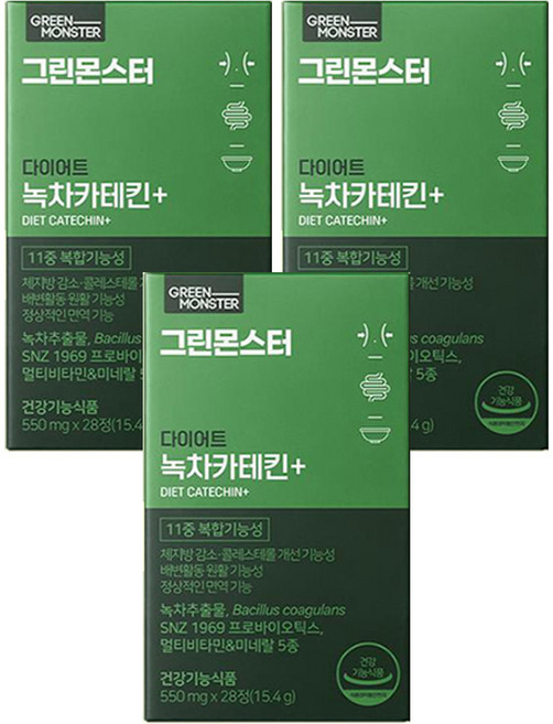 GREEN MONSTER 綠茶兒茶素Plus孅萃錠, 28顆, 3盒