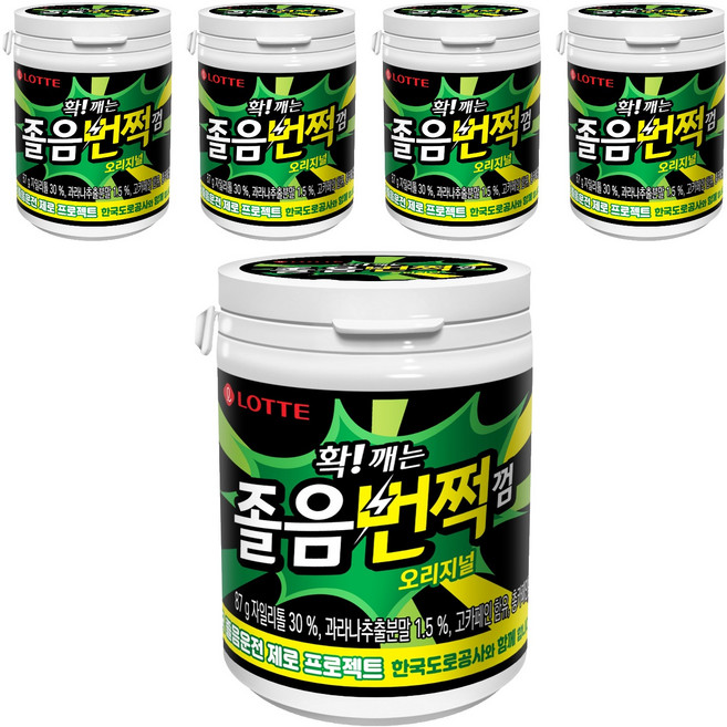 롯데웰푸드 졸음번쩍 껌 오리지널, 87g, 5개