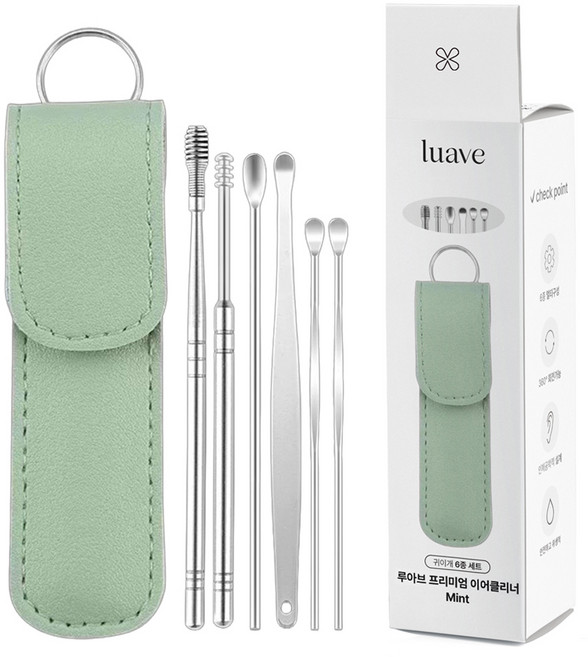 루아브 프리미엄 이어클리너 귀이개 6종 세트 민트, 1세트