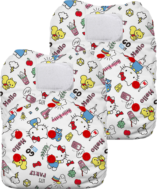 THiRSTiES AIO有機棉魔鬼氈一體式布尿布 SANRIO聯名款 0~36個月, Hello Kitty My Friends, 2件