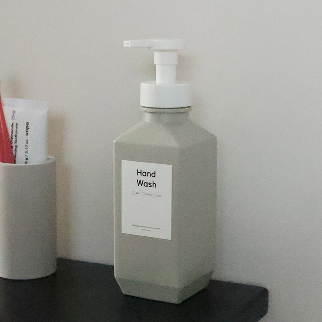 뉴앤룩 핸드워시 리필 용기 폴리 거품형 600ml + 핸드솝 스티커 세트, 1세트, 그레이