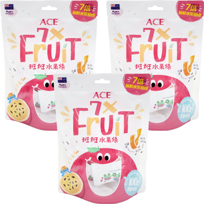 ACE 斑斑水果條 百香果 + 奇亞籽, 90g, 3袋