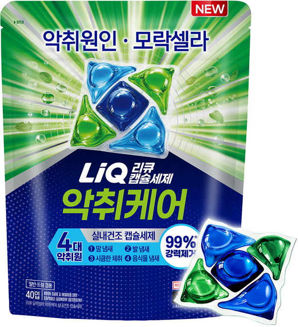 리큐 모락셀라 악취케어 실내건조 캡슐세제, 40개입, 11g, 1개