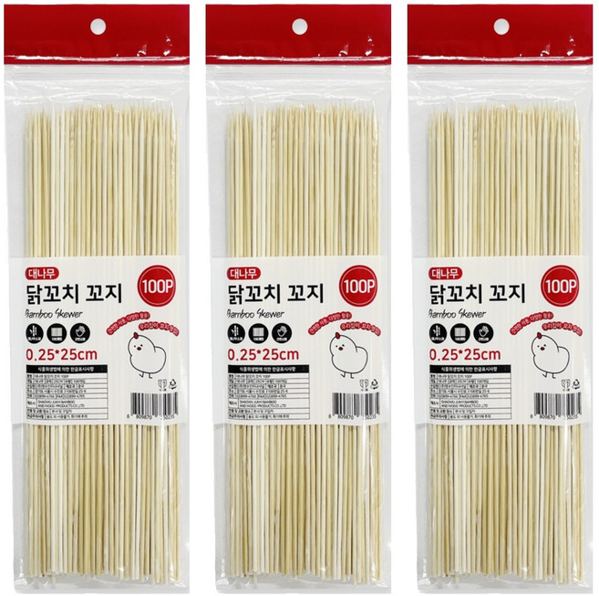 영수산업카멜 대나무 닭꼬치 꼬지, 3개, 100개입