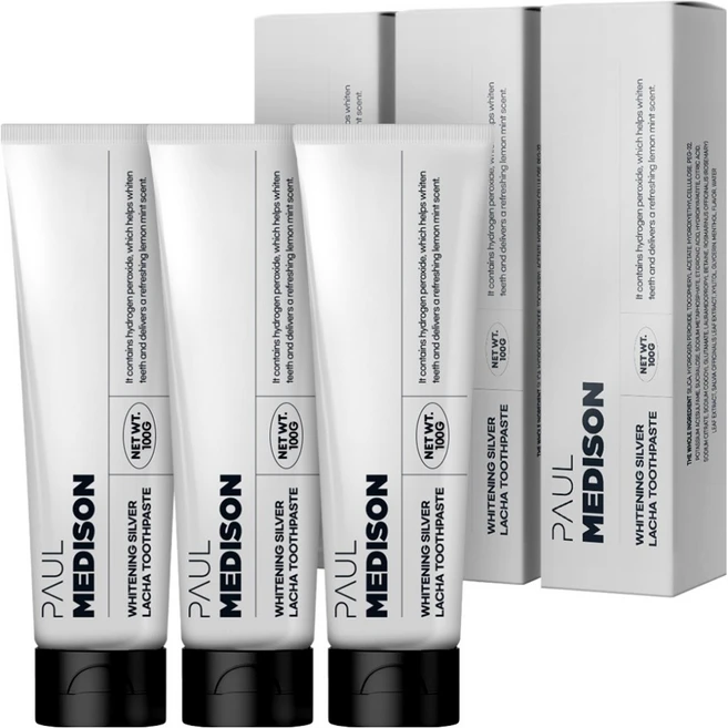 폴메디슨 미백 실버 라차치약, 100g, 3개 - 쿠팡
