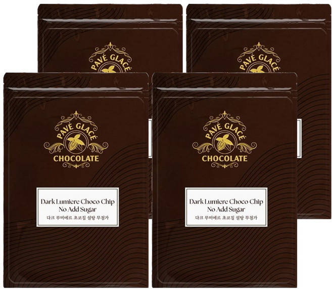 PAVE GLACE 無糖添加黑巧克力豆, 400g, 4個