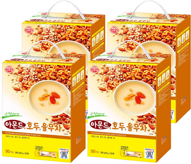 오뚜기 아몬드 호두 율무차, 18g, 50개입, 4개