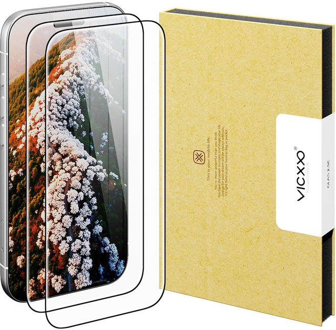 빅쏘 고투명 아이폰 강화유리 휴대폰 액정보호필름 2매, 1세트