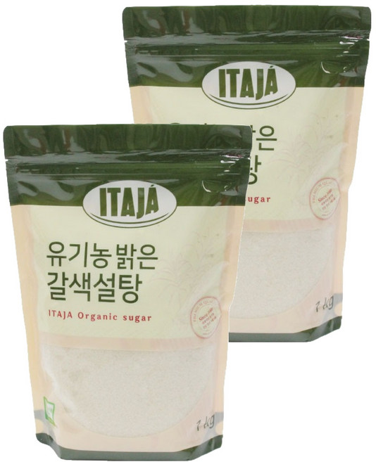 이타자 유기농 밝은 갈색설탕, 1kg, 2개