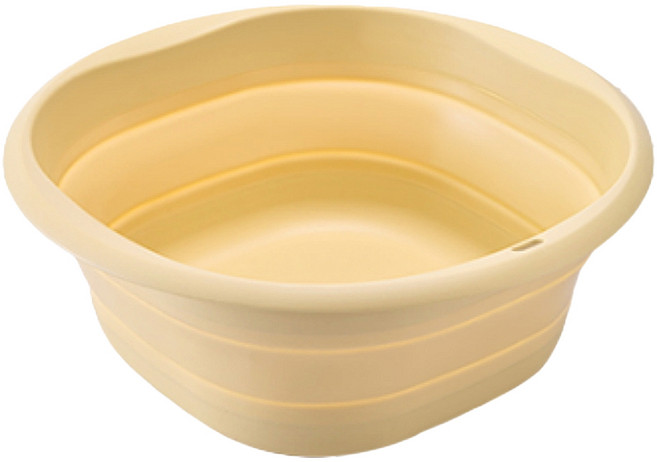 日本SP SAUCE 攜帶式可吊掛折疊臉盆 小型 26 x 26 x 8.5cm 190g, 粉黃色, 1個