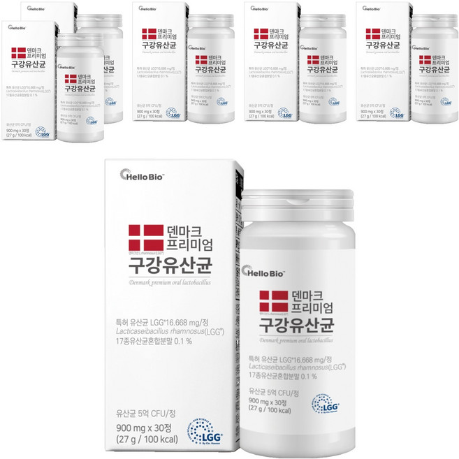 헬로바이오 덴마크 프리미엄 구강유산균 27g, 30정, 6개